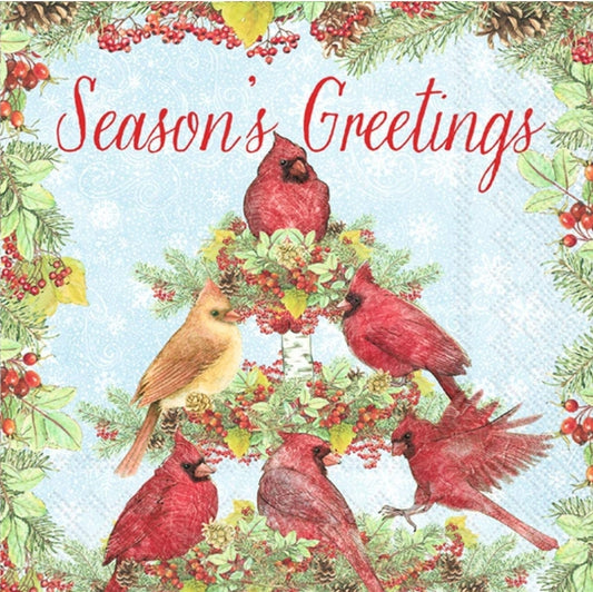 Cardinal Bird Tree  Paper Napkin - Cocktail Size