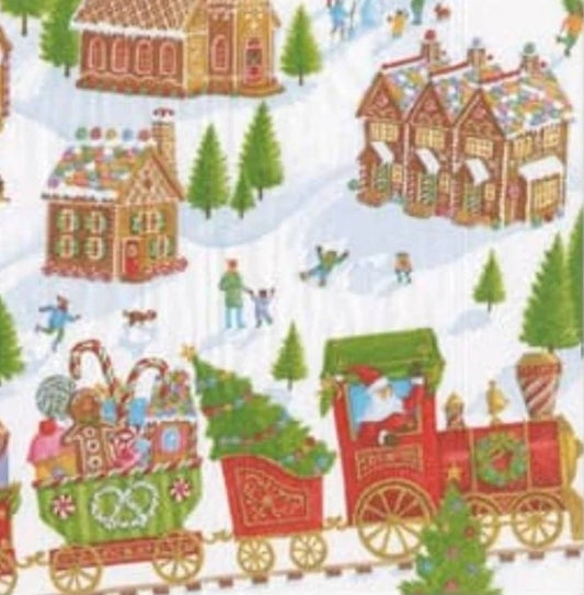 Christmas Gingerbread Train Paper Napkin - Cocktail Size