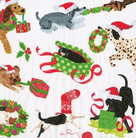 Christmas Dog Paper Napkin - Cocktail Size