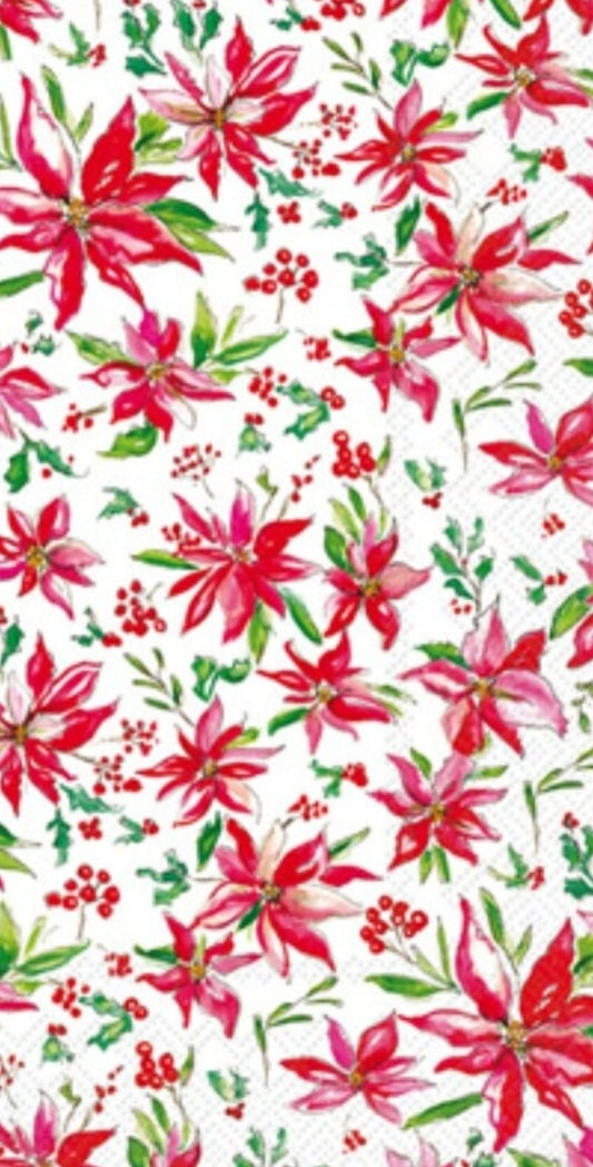 Christmas Poinsettia Paper Napkin - Guest Size