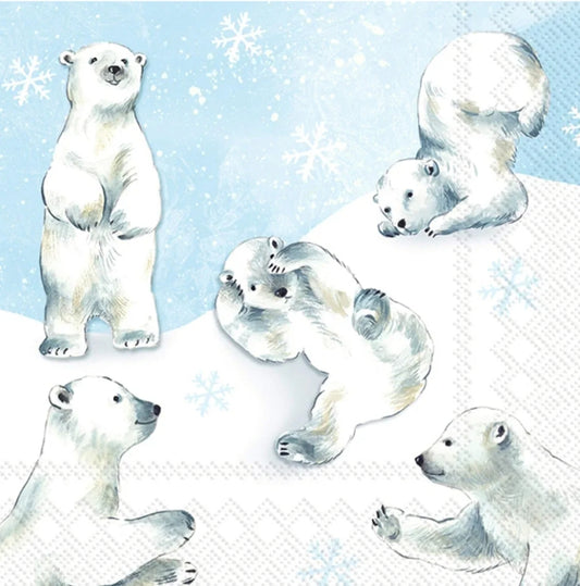 Christmas Polar Bear Paper Napkin - Cocktail Size