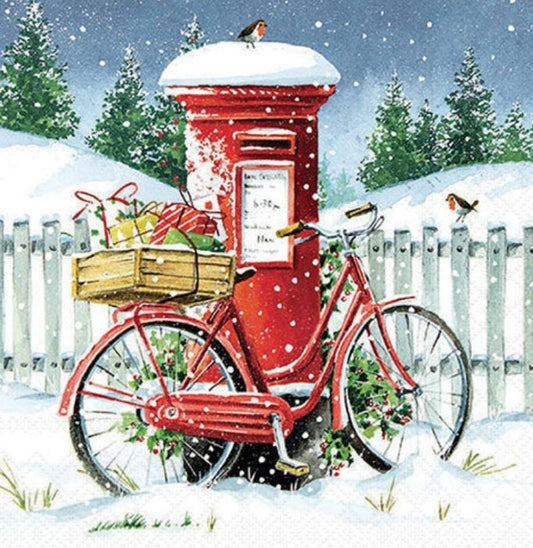 Christmas Bicycle Paper Napkin - Luncheon Size