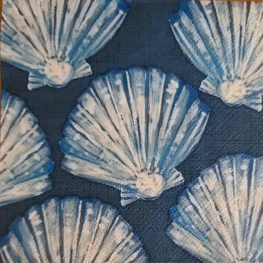 Blue & White Seashell Paper Napkin - Cocktail Size