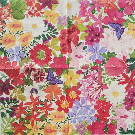 Floral Collage Paper Napkin - Cocktail Size