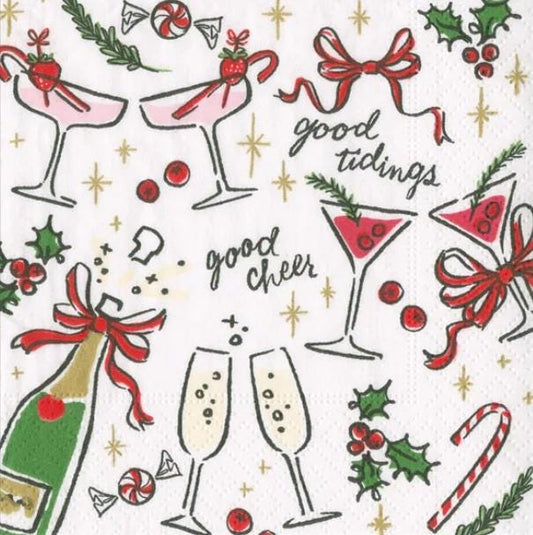 Christmas Drinks Paper Napkin - Cocktail Size