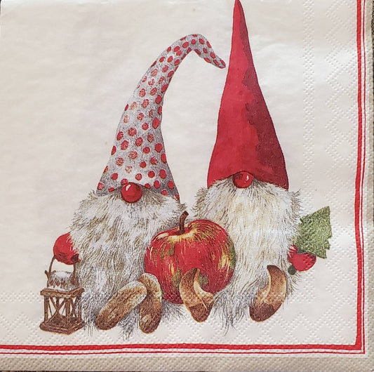 Christmas Gnome Paper Napkin - Cocktail Size
