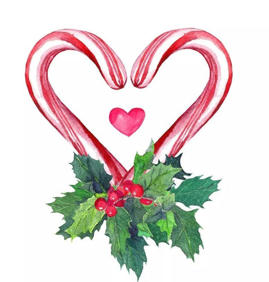 Peppermint Heart  Paper Napkin - Cocktail Size