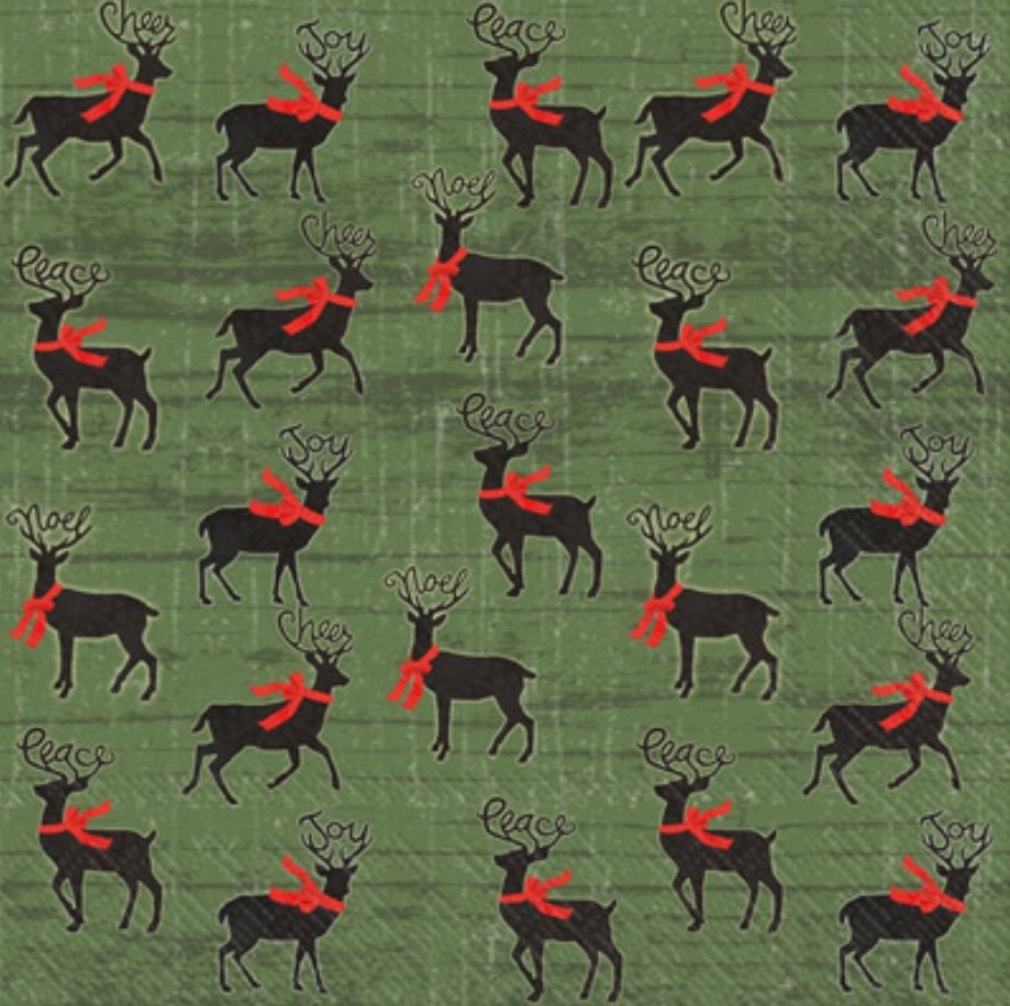 Mini Christmas Deer Paper Napkin - Cocktail Size