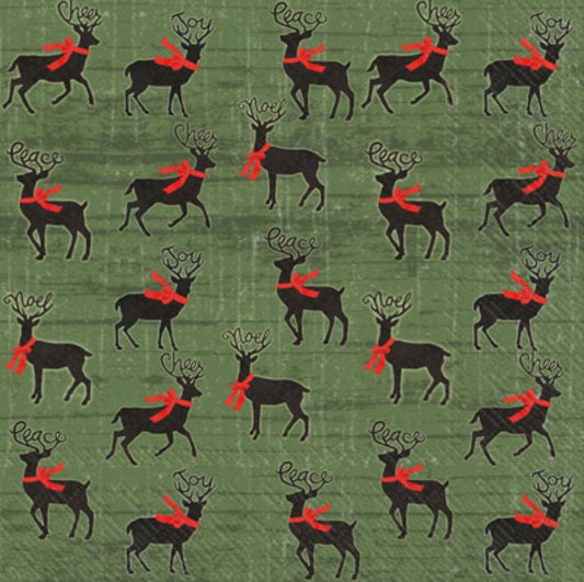 Mini Christmas Deer Paper Napkin - Cocktail Size