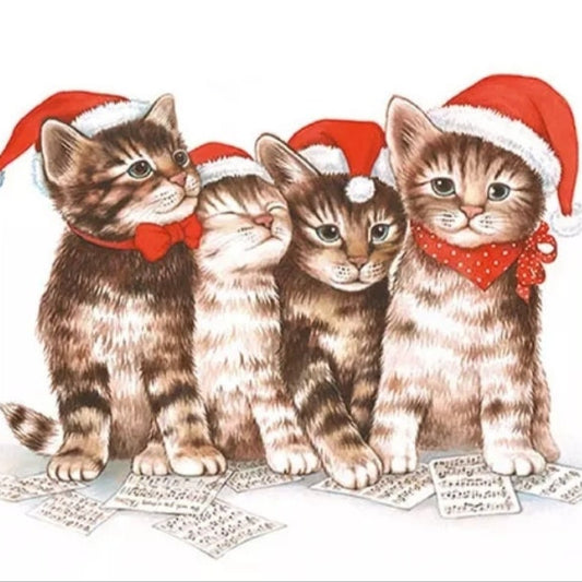 Christmas Kittens Paper Napkin - Luncheon Size