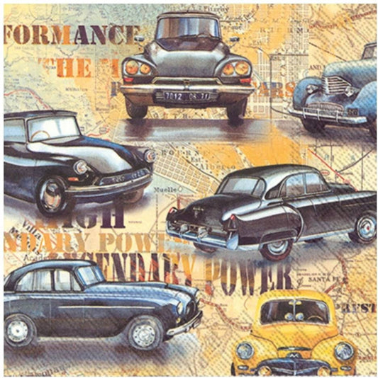 Vintage Cars Paper Napkin -  Luncheon Size