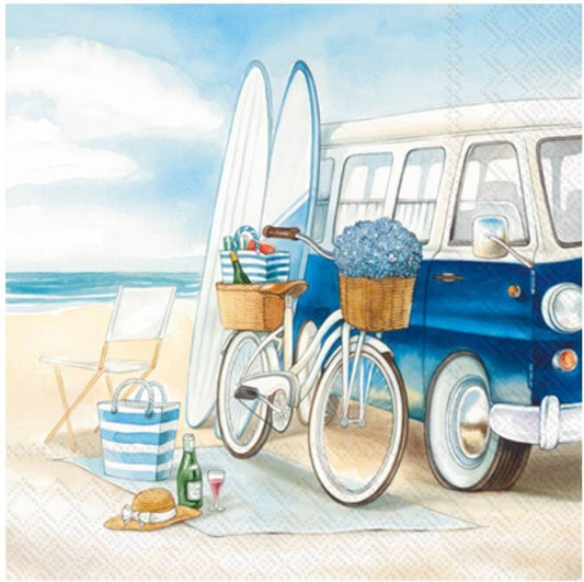 Surfing Beach Paper Napkin - Cocktail Size