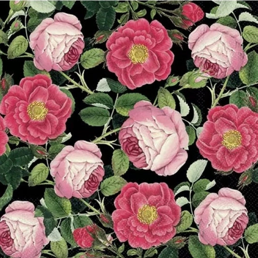 Peony Roses Paper Napkin - Cocktail Size