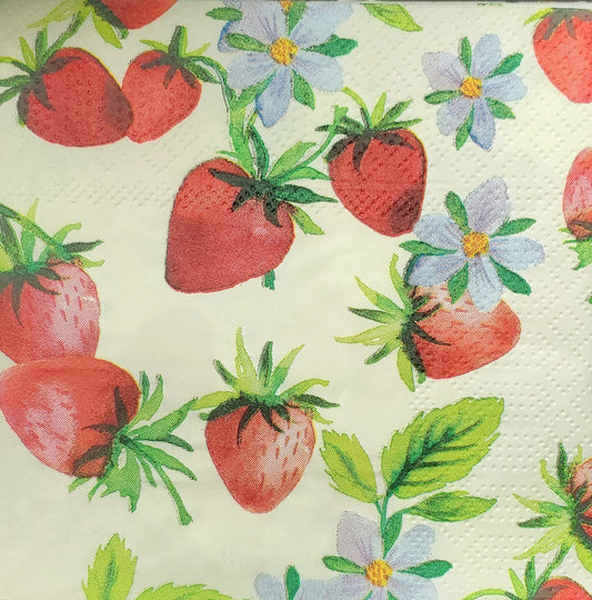 Strawberry Paper Napkin - Cocktail Size