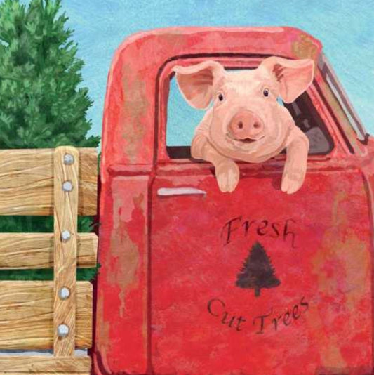 Pig Farm Truck Paper Napkin - Cocktail Size