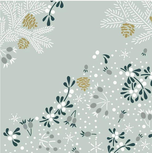 Holly & Mistletoe Paper Napkin - Cocktail Size