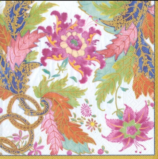 Pink Floral Paisley Paper Napkin - Luncheon Size