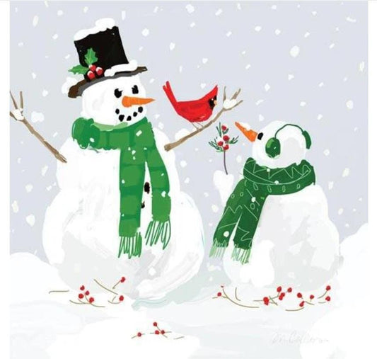 Snowman Family Paper Napkin - Cocktail Size