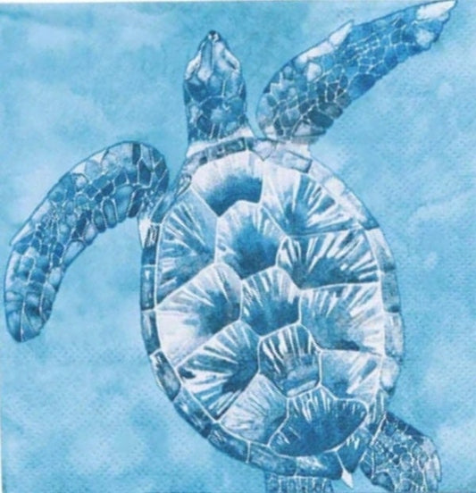 Sea Turtle Blue Paper Napkin - Cocktail Size