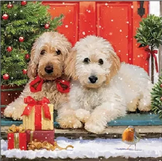 Christmas Puppy Paper Napkin - Cocktail Size