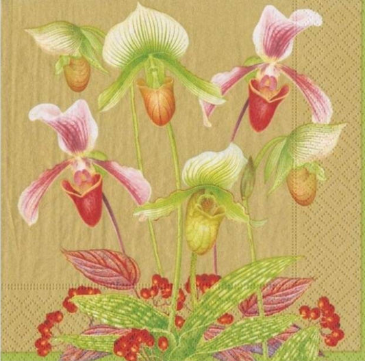 Orchid Flower Paper Napkin - Cocktail Size