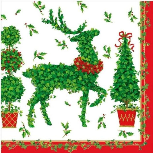 Reindeer Topiary Paper Napkin - Cocktail Size