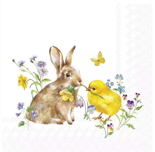 Easter Bunny Chicks Friendship Paper Napkin - Cocktail Size