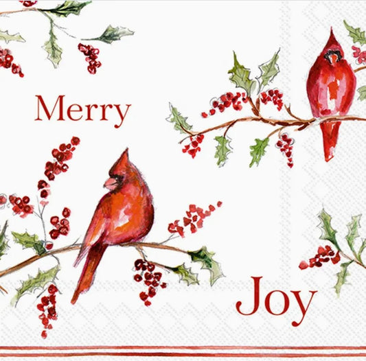 Christmas Cardinals Paper Napkin - Luncheon Size