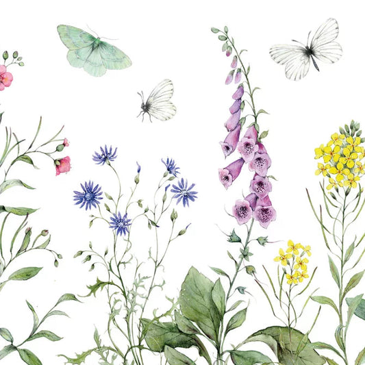 Flower Meadow Butterflies Paper Napkin - Cocktail Size