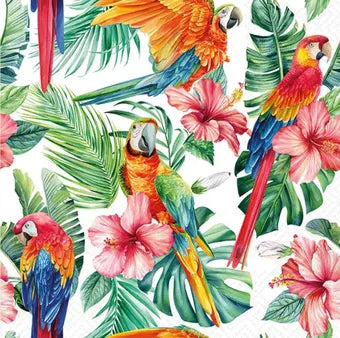 Tropical Birds Paper Napkin - Cocktail Size