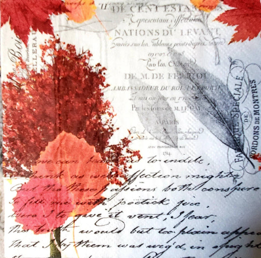 Red Tree Script Paper Napkin - Cocktail Size