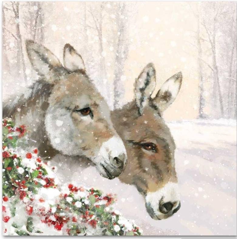 Winter Donkey Paper Napkin - Cocktail Size