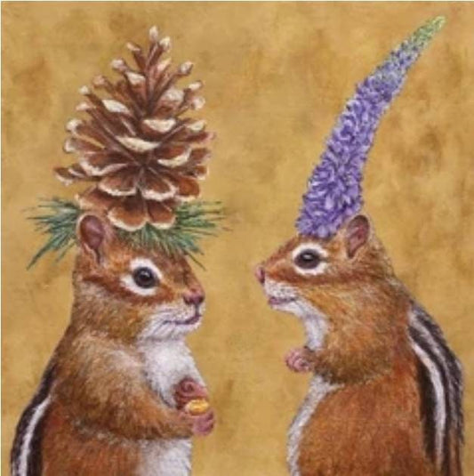 Chipmunk Squirrel Fall Paper Napkin - Cocktail Size
