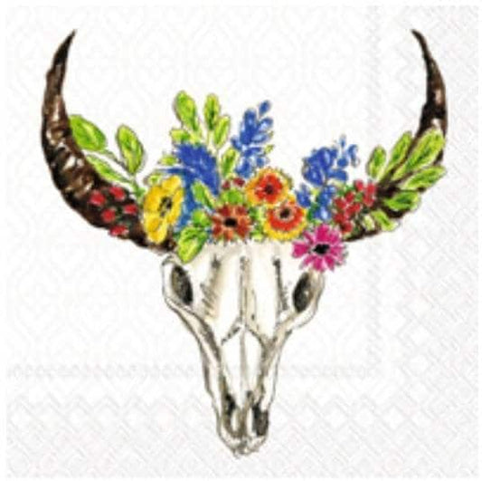Boho Skull Paper Napkin - Cocktail Size