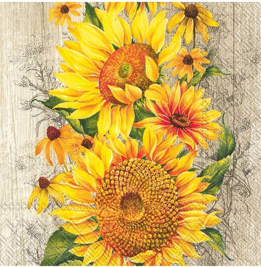 Sunflower Paper Napkin - Cocktail Size- Cocktail Size