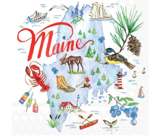 Maine State Paper Napkin - Cocktail Size