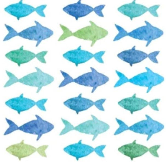 Blue Fish Paper Napkin - Cocktail Size