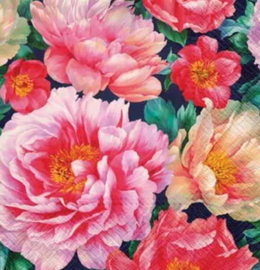 Peony Roses Paper Napkin - Luncheon Size