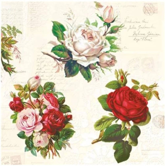 Rose Bouquet & Baskets Paper Napkin - Luncheon Size