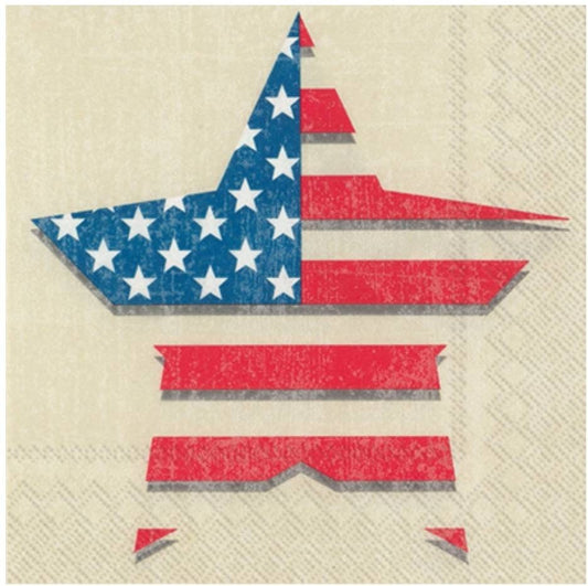 USA Flag Star Paper Napkin - Cocktail Size