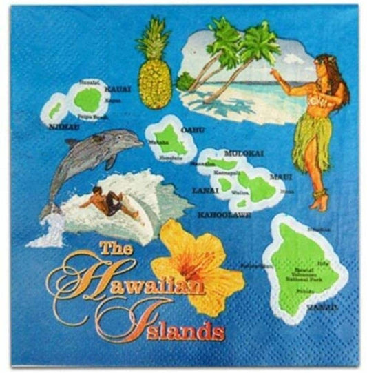 Retro Hawaii Hula Tropical Paper Napkin - Cocktail Size