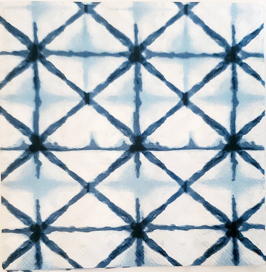Blue & White Shibori Diamond - Cocktail Size