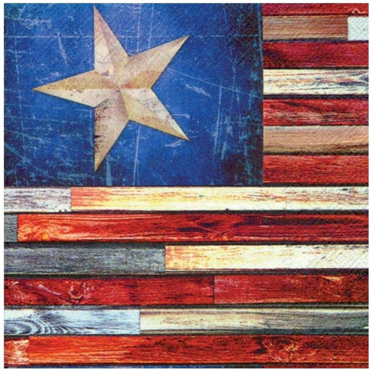 USA Flag Barn Door Paper Napkin - Cocktail Size