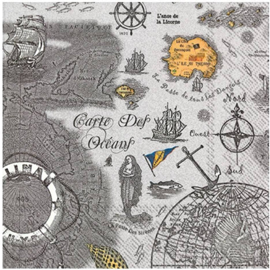 Map Mermaid Paper Napkin - Luncheon Size