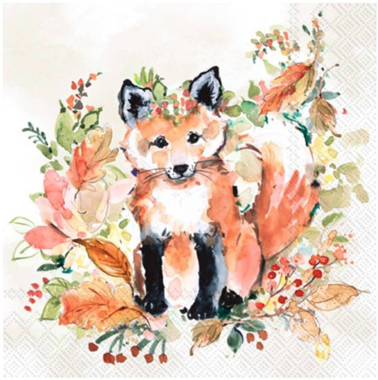 Fall Fox Paper Napkin - Cocktail Size