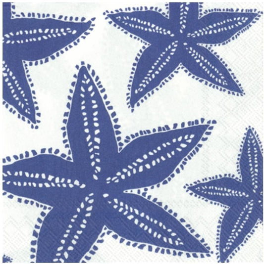 Blue & White Starfish Paper Napkin - Cocktail Size