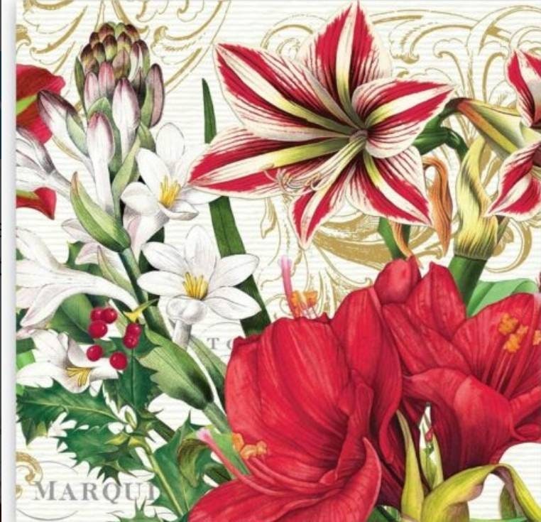 Christmas Flowers Paper Napkin - Cocktail Size