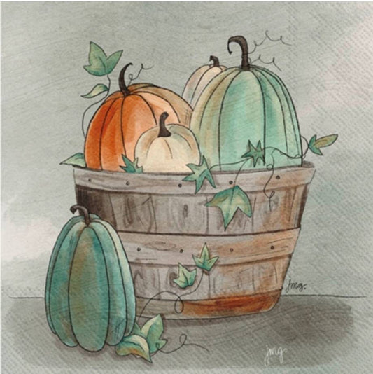 Teal Pumpkins Paper Napkin - Cocktail Size