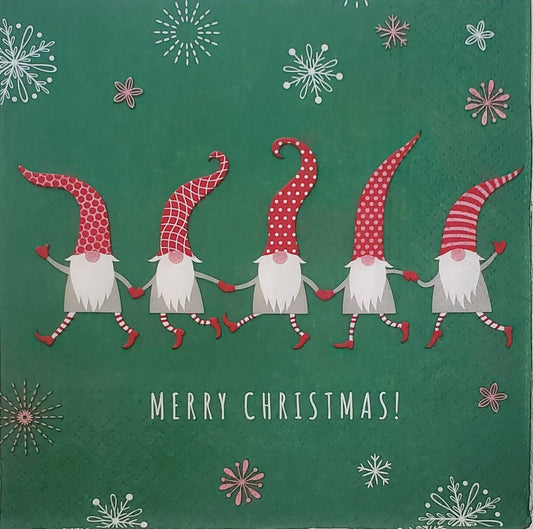 Merry Christmas Gnomes Paper Napkin - Luncheon Size