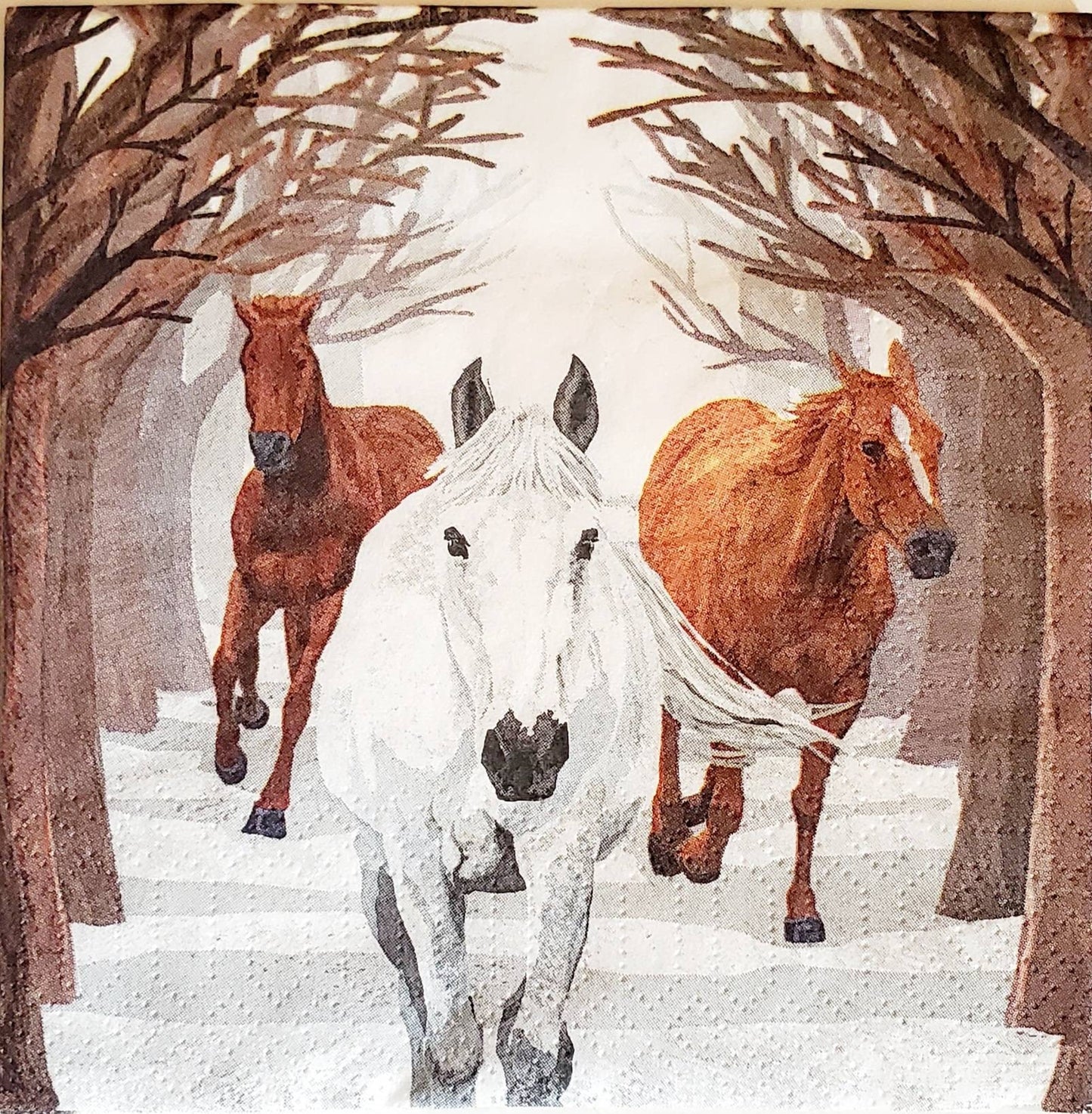 Winter Horses Paper Napkin - Cocktail Size